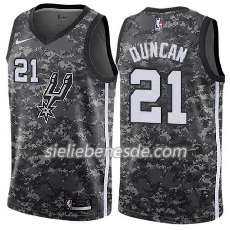 Herren NBA San Antonio Spurs Trikot Tim Duncan 21 Nike City Edition Schwarz Swingman